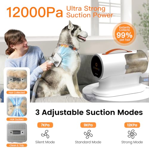 image for AIRROBO Dog Grooming Vacuum Kit,12000Pa Strong Pet Vacuum for Shedding