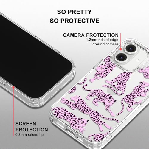 MOSNOVO Case for iPhone 16, [Buffertech 6.6ft Military-Grade Drop Protection] [Anti Peel Off Tech] Clear TPU Bumper Phone Case Cover Design - Pink Leopard by MOSNOVO - Used condition - Image 4