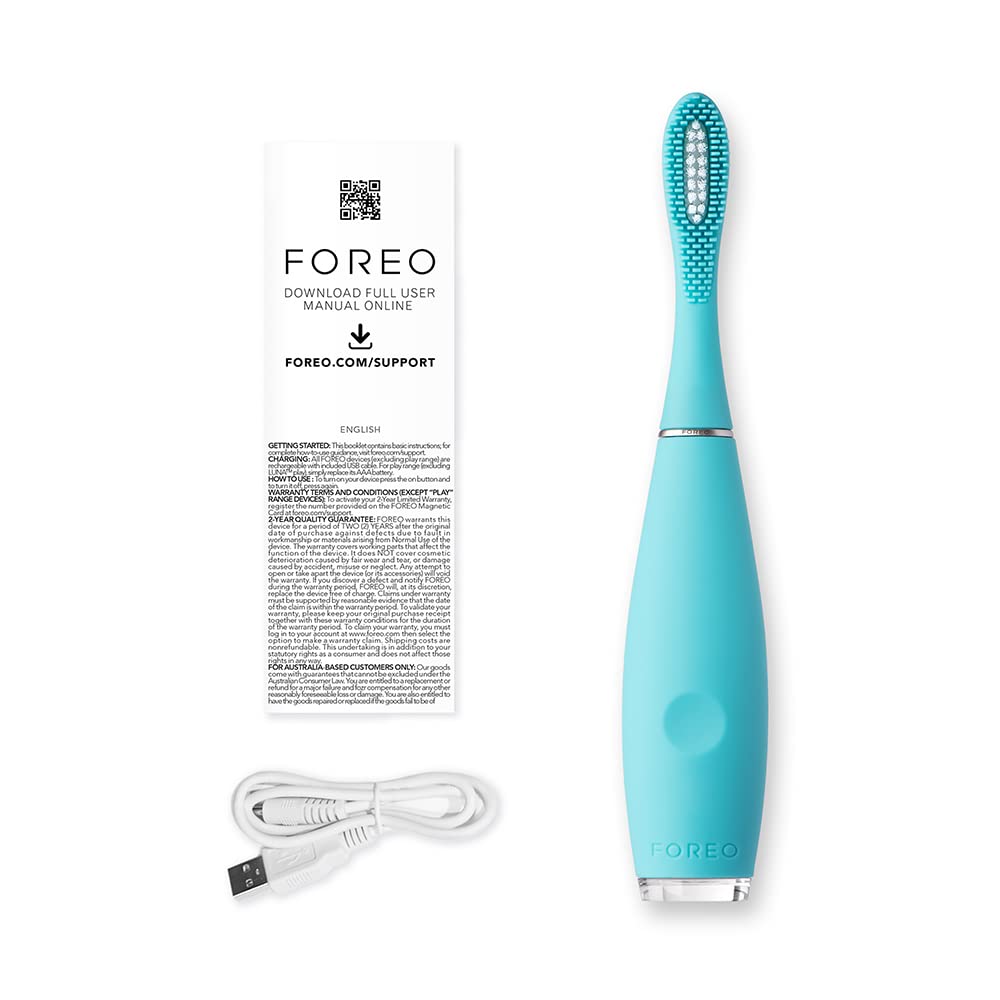 FOREO ISSA kids ultrahygienische elektrische Schallzahnbürste aus Silikon, Kinderzahnbürsten 5–12, Zähne, Zahnfleisch, Wangen & Zunge, Mundpflege, wasserdicht, 265 Tage/USB-Aufladung, 2 Jahre Garantie