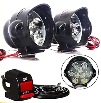 Lucrative world 9 LED Fog Light Spot Beam Waterproof Heavy Duty Pod Driving Work Lamp with Handlebar Switch for Motorcycle Bike Car and SUV (White Light) - 2 Pieces