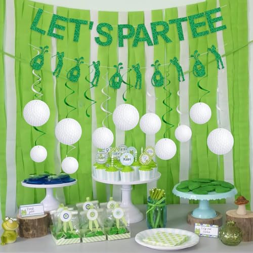 Image of Gameza Golf Party Decorations - 14PCS Let's Partee Golf Theme Decorations Golf Banners Mini Golf Hanging Swirls Party Decorations Golf Birthday Party Decorations for Men Bachelor Party Decorations