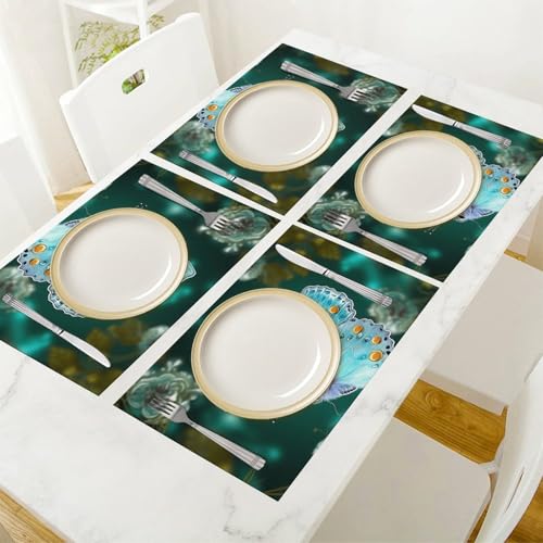 Set de table vinyle antidérapant bleu ciel 30x45cm lavable pour table de cuisine - 7