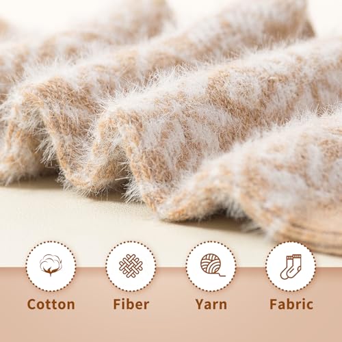 Image of ICEIVY Womens Socks 5 Pairs Wool Warm Cotton Thick Vintage Casual Winter Cabin Crew Fuzzy Socks Gifts For Women