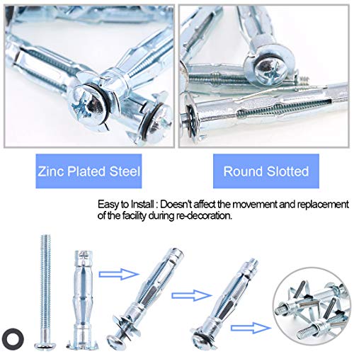 Glarks GLLAZXMB-32 30Pcs 4X32Mm Heavy Duty Zinc Plated Steel Molly Bolt Hollow Drive Wall Anchor Screws Set thumb #4