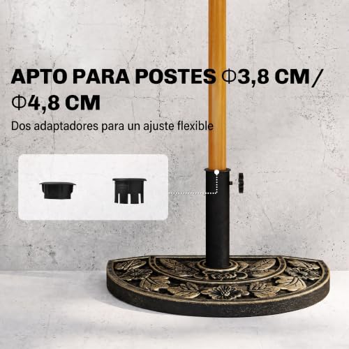 Soporte de parasol para balcón estrecho con base semicircular Outsunny 4