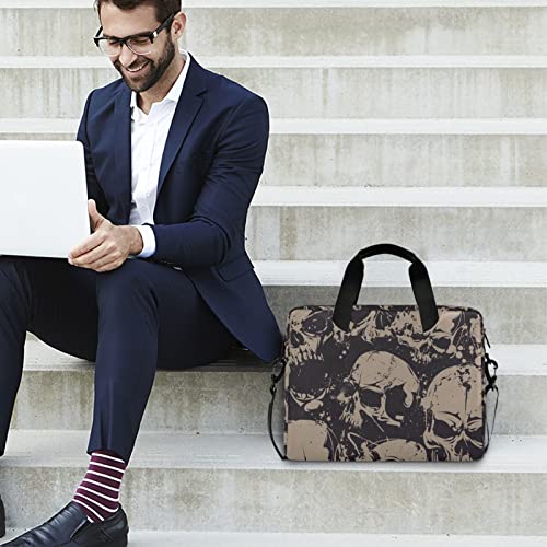 Foliosa Retro Skulls Laptop Bag, Laptop Sleeve Case With Non-Slip Shoulder Strap Multi-Pockets Messenger Bag Briefcase Fits 13-16 In Laptop Tablet #TOP6