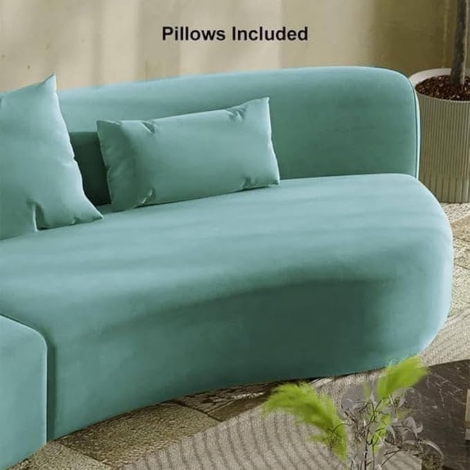 Image of Modern Classic L Shape Sectional Sofa Set, Chesterfield Style 4 Seater Sofa Set with Pillows for Living Room, Bedroom and Office, Office, and Hallway Colour (Sky Blue)
