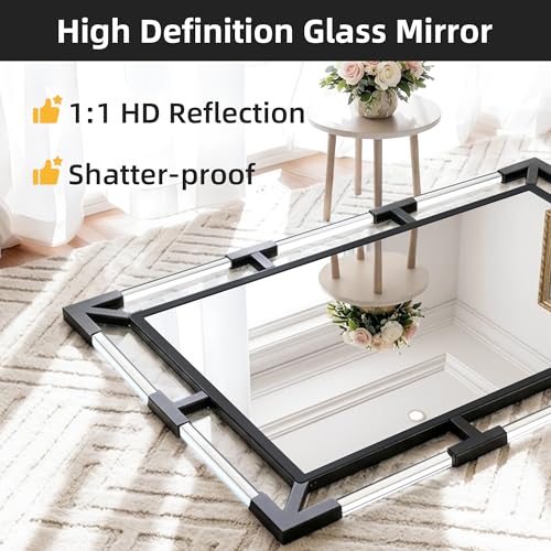 Image of Chende Modern Black Wall Mirror Decor with Clear Acrylic and Metal Frame