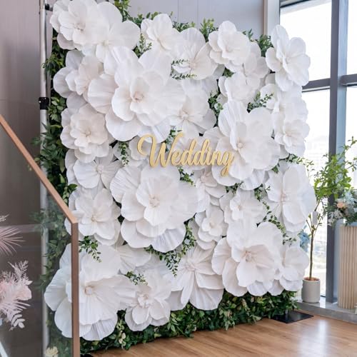 Humyoun Giant Paper Flowers Artificial Large Paper Flower Decoration for Handcrafted Wall Backdrop Christmas Mexican Wedding Graduation Bridal Shower Birth Party Supplies(White 12 Pcs)