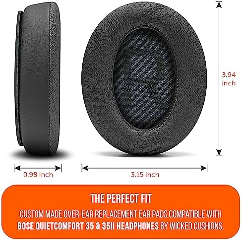 WC Freeze QC35 - Cooling Gel Ear Pads for Bose QC35 & QC35ii (QuietComfort 35) Headphones & More | Breathable Sports Fabric, Cooling Gel, Extra Thick & Cooler for Longer | Black - Thumbnail 4