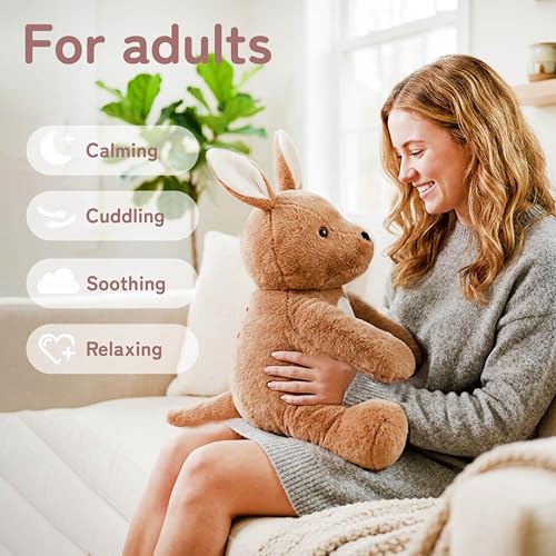 Image of Niuniu Daddy Weighted Stuffed Animals, 14 in 3.5 lb Kangaroo Plush Pillow | Heavy sensory lap pad, lying body pillow for sleeping, machine wash, huggable gift for kids and adults