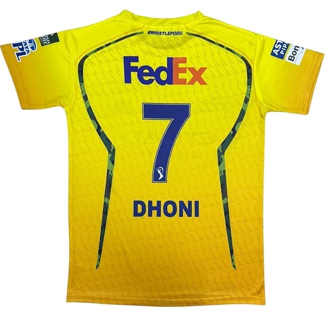 Yellow Cricket Jersey T-Shirt for Men & Boys | Polyester Sports Wear Regular Fit Half Sleeve | Printed CSK Jersey Comfortable Soft T-Shirt-image-39
