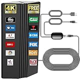 Digital TV Antenna Indoor Outdoor - 2023 Upgraded TV Antenna for Smart TV with 500+ Miles Range, HDTV Antenna with Amplifier Signal Booster, Digital Antenna TV, Support 8K 4K 1080p, 32ft Coax Cable
