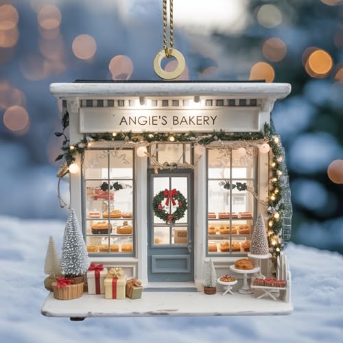LOVELYPOD Personalized Bakery Christmas Ornament 2025, Custom Name Bakery Store Front View 2D Flat Acrylic Ornament, Personalized Baker Christmas Ornaments Gifts For Baking Lover, Xmas Decoration, DS6