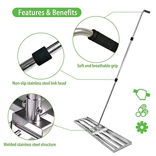 SurmountWay Levelawn Tool | Level Soil or Dirt Ground Surfaces Easily Stainless Steel Lawn Level Tool with Handle for Garden Backyard Golf/Lawn（7FT,30 x 10IN）