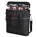 Tirrinia Insulated Wine Carrier - 3 Bottle Travel Padded Wine Carry Cooler Tote Bag with Handle and Adjustable Shoulder Strap + Free Corkscrew, Black