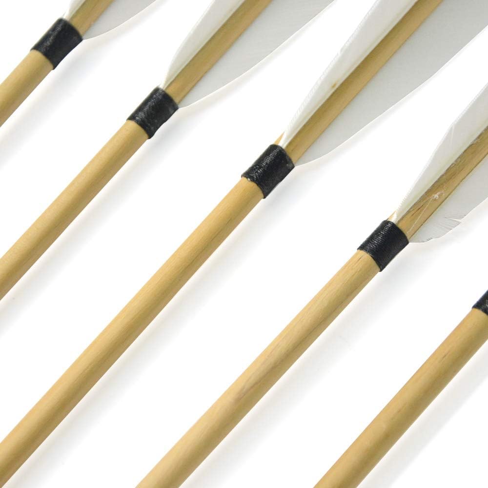 SHARROW Archery Wooden Arrows 31" Handmade Wooden Shaft Target Arrows with 5" Turkey Feathers and Replaceable Broadheads for Recurve Bow Longbow