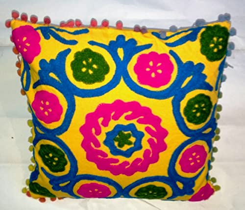 Coussin brodé main Suzani en coton pour canapé chic