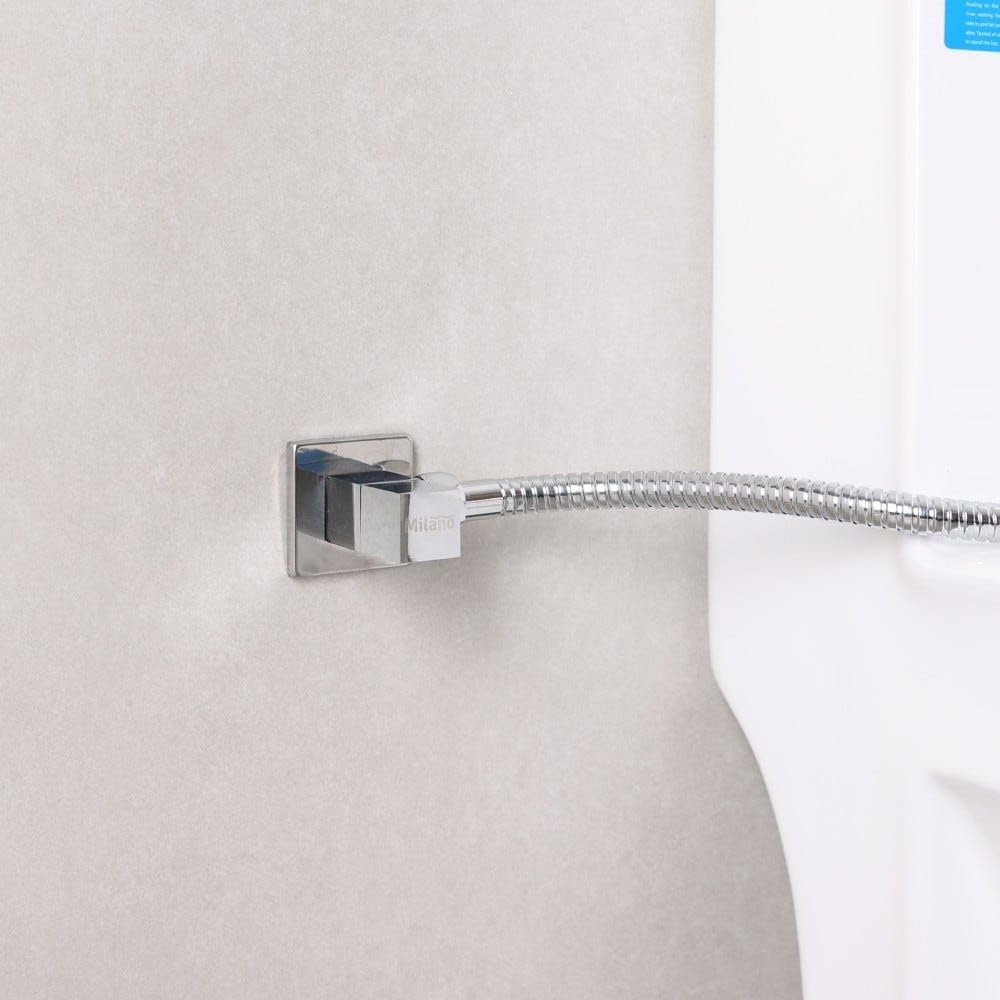 Milano Square Angle Valve For Kitchen, Bathroom | Heavy Duty Chrome Water Flow Control Tap | Brass Body Turn Water Shut Off Faucet Valve | Modern Bathroom Fixtures