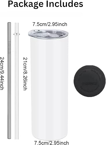 Miniatura 2 de Vaso recto de acero inoxidable de 20 onzas con 2 pajitas para regalo de cumpleaños para mujeres, hombres, amigos