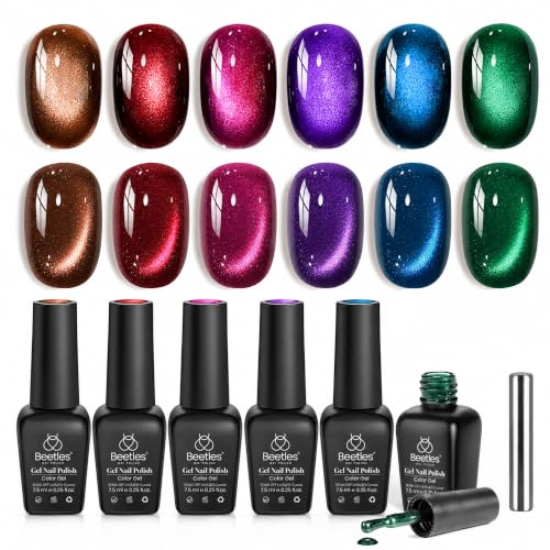 Beetles Jewel Parade Cat Eye Gel Nail Polish Set, 6 Colors Fall Cat Eye