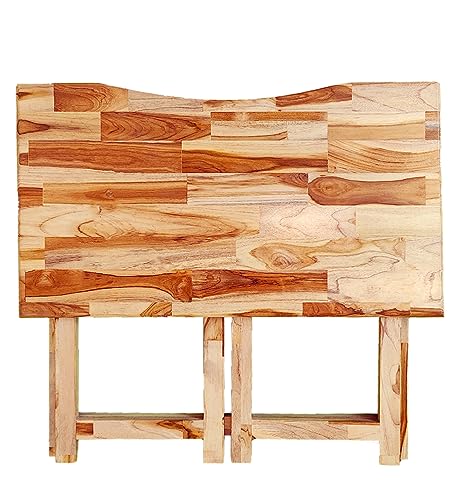 Image of Dawn Riser Teakwood Foldable Laptop Study Table Computer, Pc, Writing Folding Desk Home & Office Space Saving, Easy Storage, Sleek Design Natural Finish, Solid Wood DIY Model