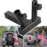 E-cowlboy Hitch Mount Dual Flag Pole Holder for Jeep SUV RV Pickup Car Truck Camper Trailer...