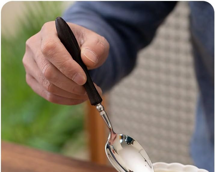 シルバーウェアフラットウェアカトラリーセット、4/16/24/32/40/48個レトロブラック木製ハンドルステンレススチールステーキ