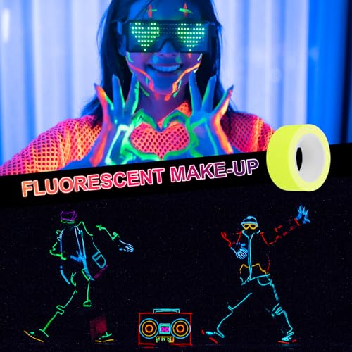 Ruban néon gaffer fluorescent réactif lumière noire brillant dans le noir jaune PATIKIL 5m - 7