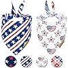 4th of July Dog Bandanas 2 Pack 4 Pattern Reversible Holiday Bandana for Boy and Girl Premium Durable Fabric Summer Triangle Scarf for Medium to Extra Large Breed Dogs X Large
