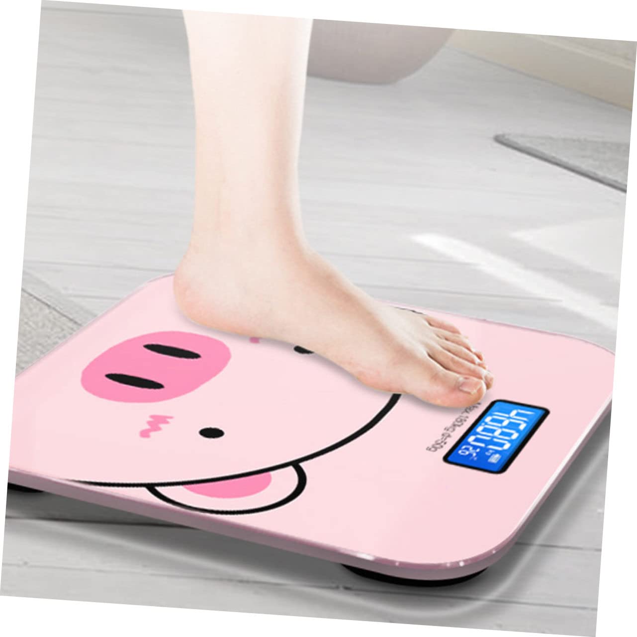 1Pc Cute Cartoon Body Weight Scale USB Rechargeable Durable Tempered Accurate Measurement for Home Use for Weight Management and Health Tracking