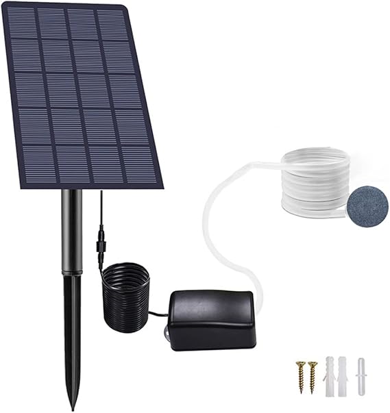 Image AOHAO Solar Water Air Pump 5V 2.5W Solar Panel Oxygen with Air Bubble Stones Low Noise Solar Air Fountain Pump Pond Air Oxygen Pump Aerator for Outdoor Fish Tank Pool(one) Image AOHAO Solar Water Air Pump 5V 2.5W Solar Panel Oxygen with Air Bubble Stones Low Noise Solar Air Fountain Pump Pond Air Oxygen Pump Aerator for Outdoor Fish Tank Pool(one)