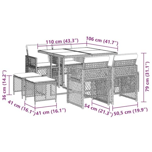 Ensemble de jardin polyrotin beige salon extérieur table et chaises de terrasse - 4