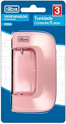 Tilibra - Perfurador 2 Furos 10 Folhas P200 Rosa Claro, Multicolorido