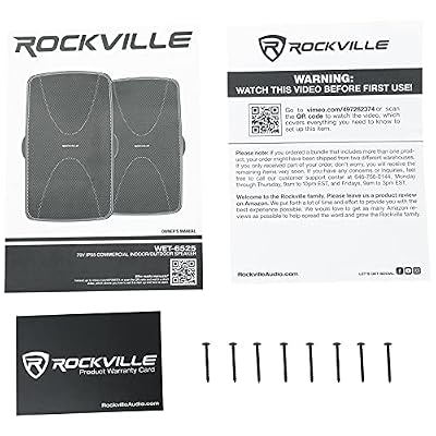 Rockville WET-6525B Bundle: (8) 6.5 in 70V Commercial Indoor/Outdoor Wall Speakers in Black, RCS350-6 350W 6-Zone Bluetooth Amplifier for Restaurant, Bar, Office, or Retail Audio, 9-Items