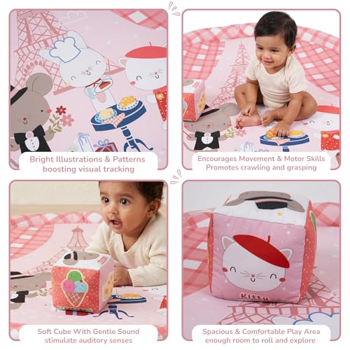 Image of Tidy Sleep Baby Play Mat | Activity Play Mat with 1 Dice Cube Toys, | Foldable & Travel-Friendly (Bestie Bonjour)