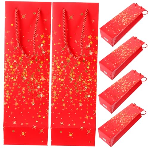 SHERCHPRY 6pcs Paper Wine Bags with Handles Durable Cardboard Wine Bottle present Pouches for Picnics and Festivals for Any Occasion