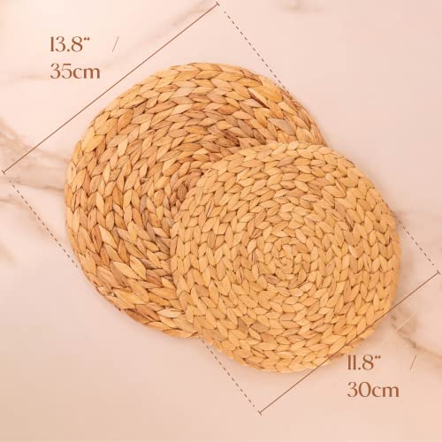 6 Pack, Round Woven Placemats, Natural Water Hyacinth Place Mats, Braided Straw Table Mats For Dining Table (11.8 Inch) #TOP5