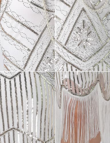 Image of Plus Size 1920s Vintage Fringed Gatsby Sequin Beaded Tassels Hem Flapper Dress for Women