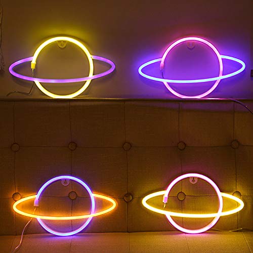Image of Ulalaza LED Neon Light Sign Moon Star Heart Night Light for Kids' Bedroom Wall Art Romantic Christmas Birthday Gift