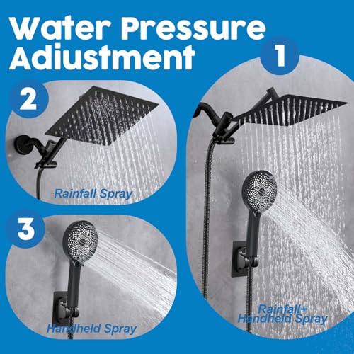 Image of Shower Head, 8 inch High Pressure Rainfall Shower Head with Handheld Dual Spray