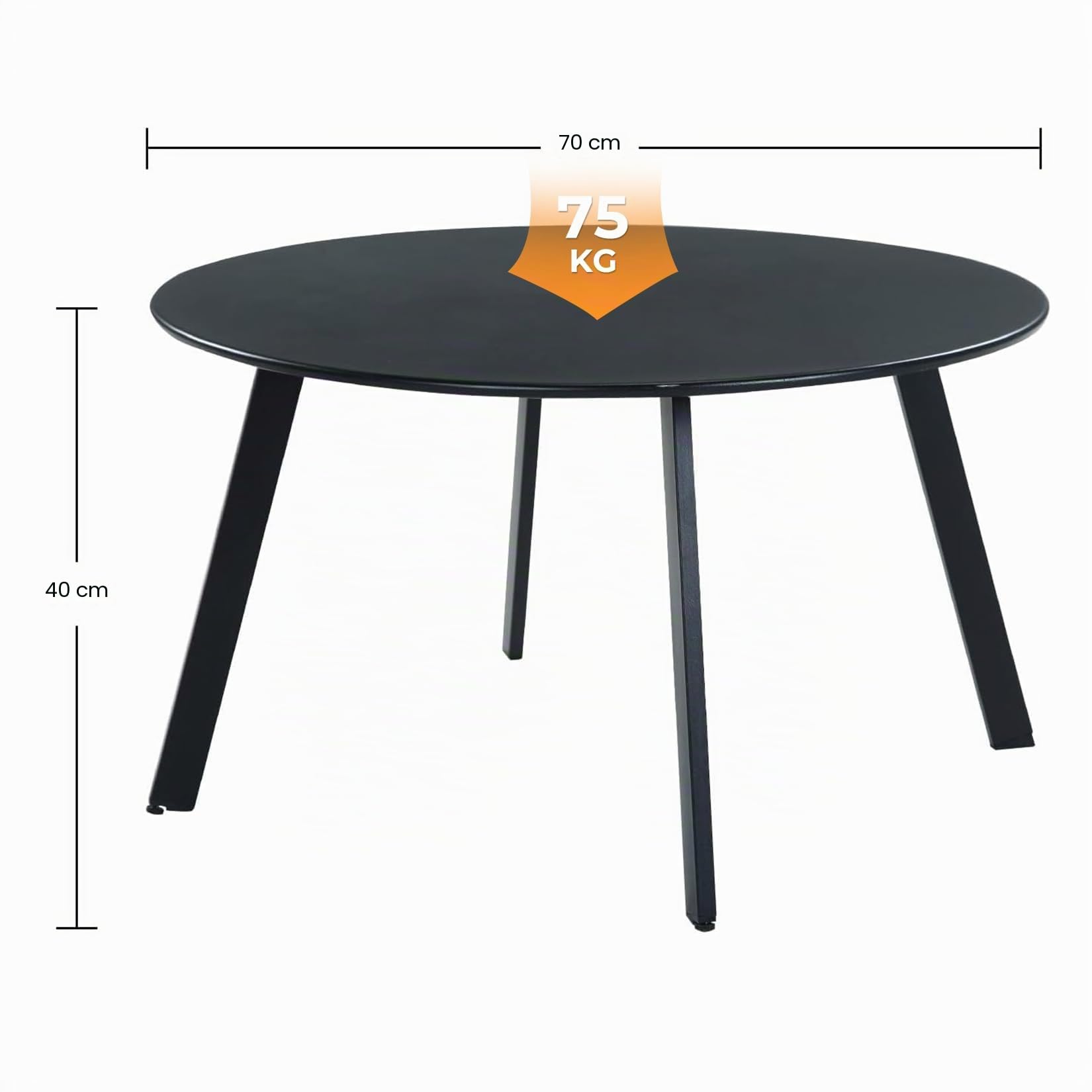 Tavolino rotondo da esterni Grand patio 70x70 cm nero leggero