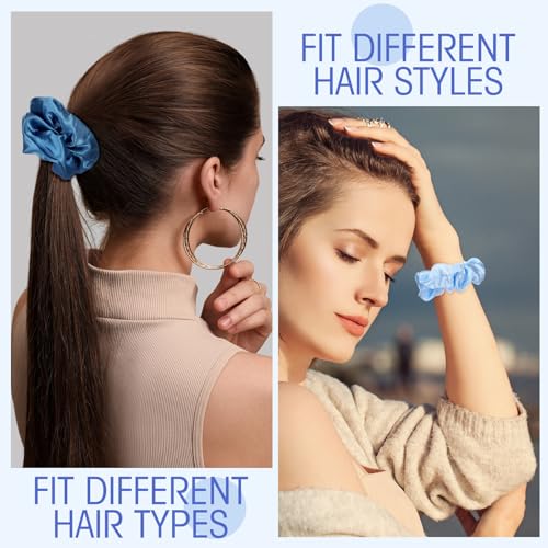 Image of Tatuo 24 Pieces Hair Scrunchies for Girls,Blue Series Color,Satin