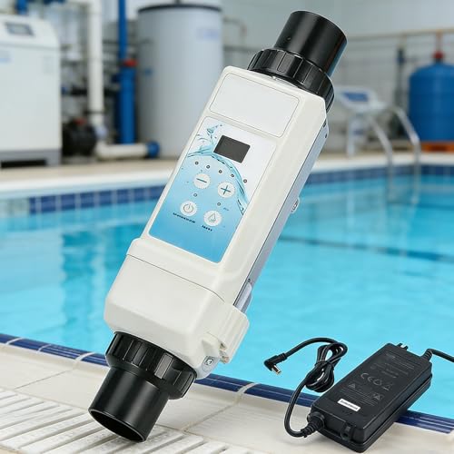 Giuggiolared Clorador de Agua Salada, Limpieza automática Sis-Tema de generador de Cloro de Piscina de Agua Salada, Operación Simple Generador de Cloro de Piscina Clorador para SPA Piscina EC-12