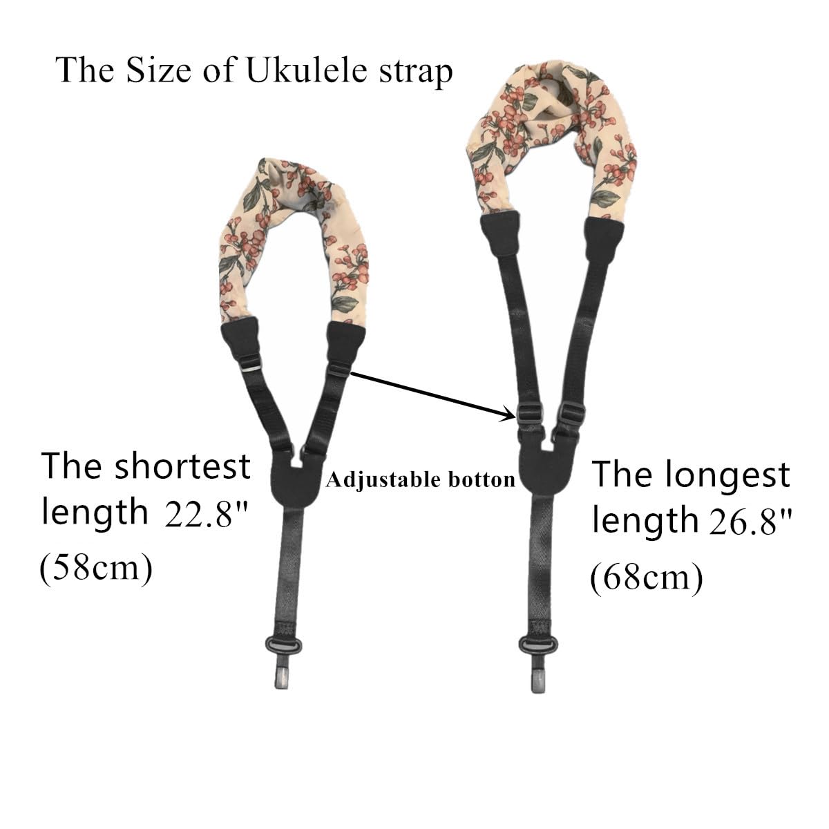 Trssorm Ukulele Strap Scarf Style Adjustable Neck Strap and Ukulele Belt with Hook for Guitar, Yellow, 75 - Image 2