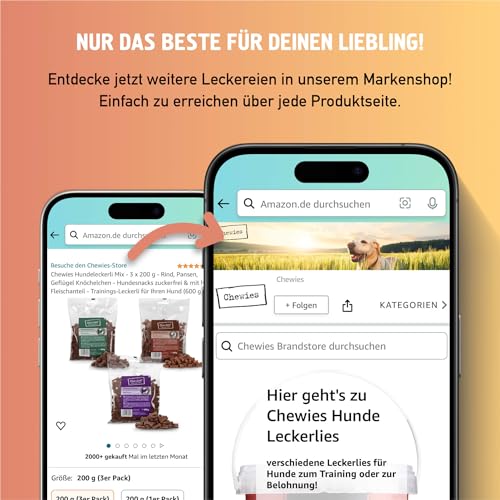 Chewies Trainings-Happen Hundeleckerli Mix Probier-Paket getreidefrei, Soft und ohne Zucker - Monoprotein Hunde-Leckerlis im wiederverschließbaren Eimer - Made in Germany (6 x 300 g)