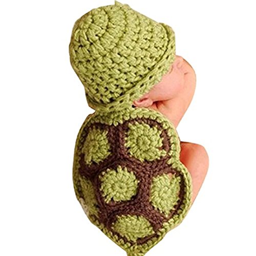 Familizo Bébé Fille Garçon Nouveau-né Photo Props, Nouveau-né Chapeau de Laine Chaude, Tricot de Tortue Bonnet Tenue de Chapeau (0-4 Mois, Vert)
