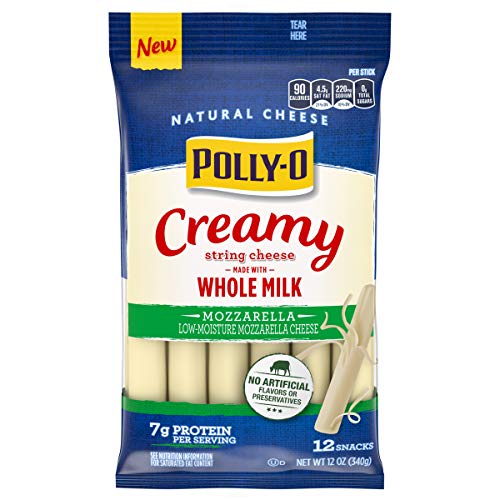 Polly-O Creamy String Cheese Mozzarella Cheese Snacks with Whole Milk (12 ct Sticks)