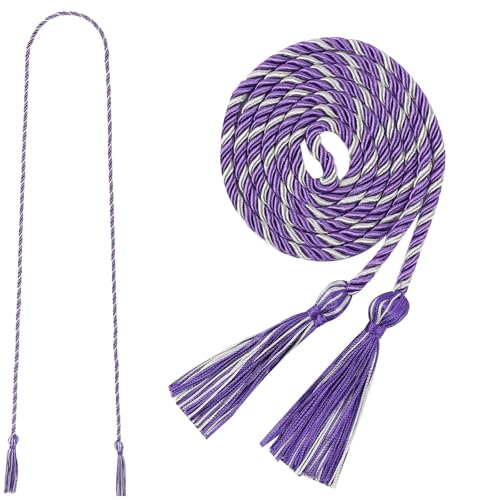 Image of Graduation Honor Cord 68 inch Grad Braided Honor Cords with Tassel Honor Rope Grad Cords for Graduation Students Bachelor Master Doctoral Gown Grad Decor (Purple and Silver)