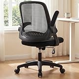 NEO CHAIR Office Desk Computer Gaming Ergonomic Chair with Lumbar Back Support Adjustable Height Swivel Wheels Flip-up Arms Mesh Chair for Home or Office (Black)